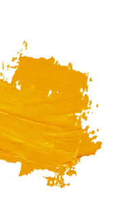 A textured, irregularly-shaped smear of bright yellow paint against a transparent background. The paint, thick and unevenly applied, exhibits visible brush strokes and edges extending outward in various directions—ideal for a bold Mr Controversial promotional video.