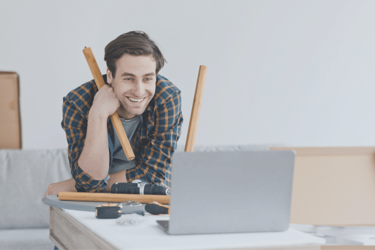 Man watching an explainer video